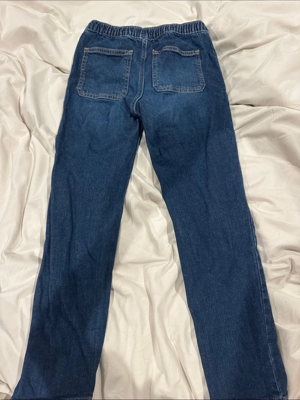Girls's Drawstring Denim Jeans in Dark Blue
